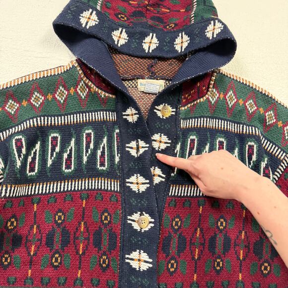 Vintage 80s Boundary Waters Hooded Cardigan Sweater, Size Medium - Picture 4 of 6
